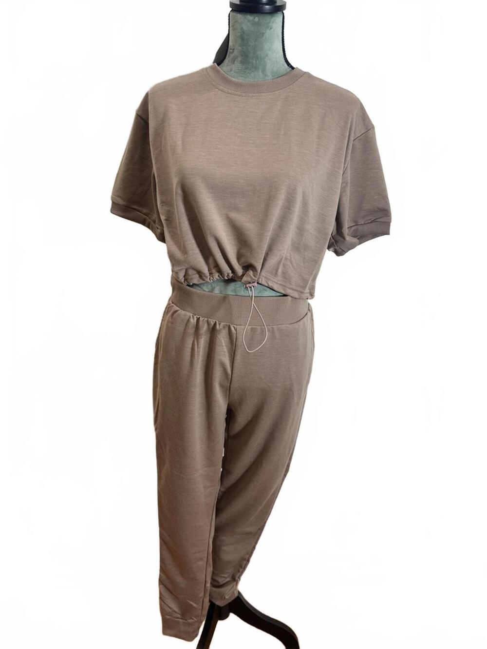2-Piece Lounge Set NWT Crop Top Jogger Pants - L